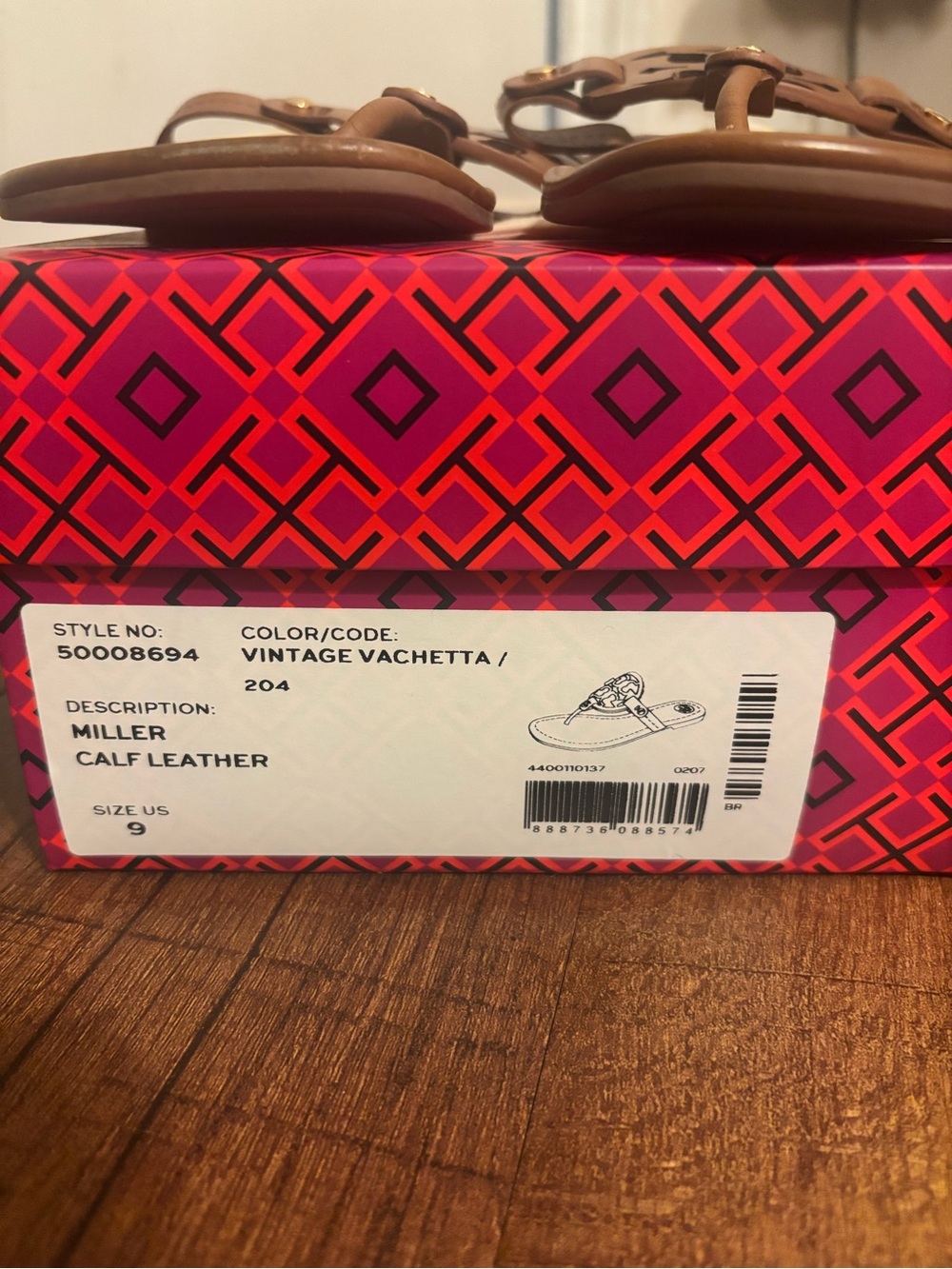 Tory Burch Vintage Vachetta Brown Miller Calf Leather Sandals - Picture 3 of 5